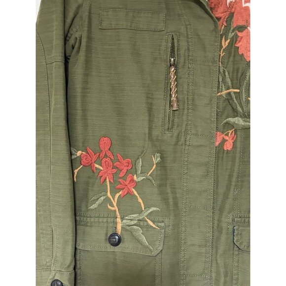 Anthropologie Hei Hei Floral Embroidered Military Green Field Jacket Size Small - Picture 4 of 12